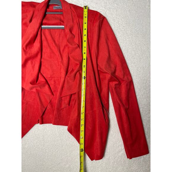 Bagatelle Womens Chic Asymmetric Preppy Suede Open Cardigan Coral Pink Orange LP - Picture 9 of 10